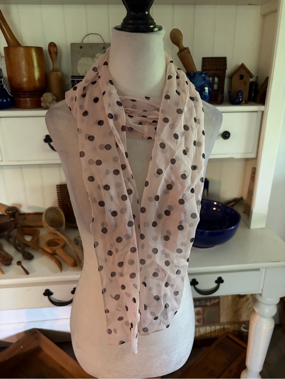 Light Pink Polka Dot Scarf - Classic Women's Accessory